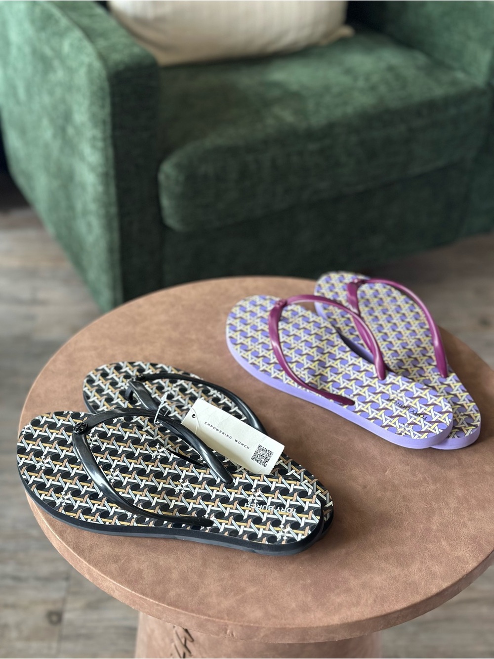 Tory Burch Black & Purple Logo-Print Flip Flops (Set of 2)